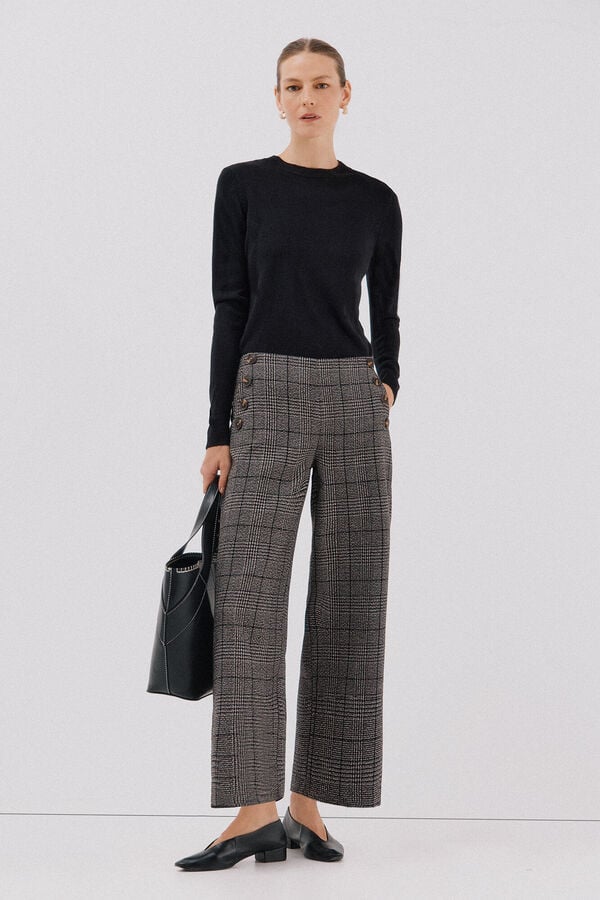 Cortefiel Camiseta b&aacute;sica quadrada Preto