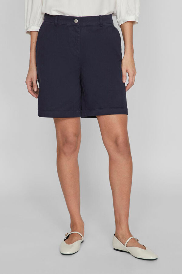 Vila Pantal&oacute;n corto de tiro alto tipo chino Azul marino