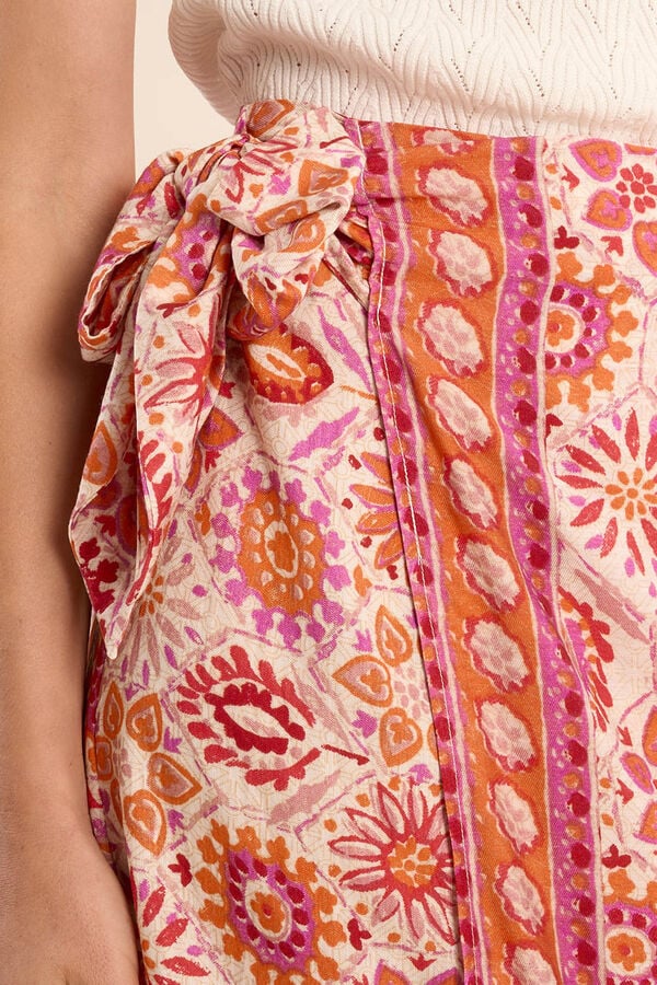Molly Bracken Falda larga con estampado y lazada Coral