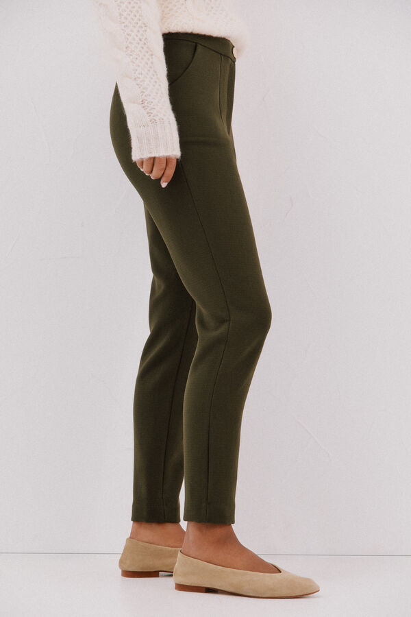 Cortefiel Pantal&oacute;n el&aacute;stico confort Kaki