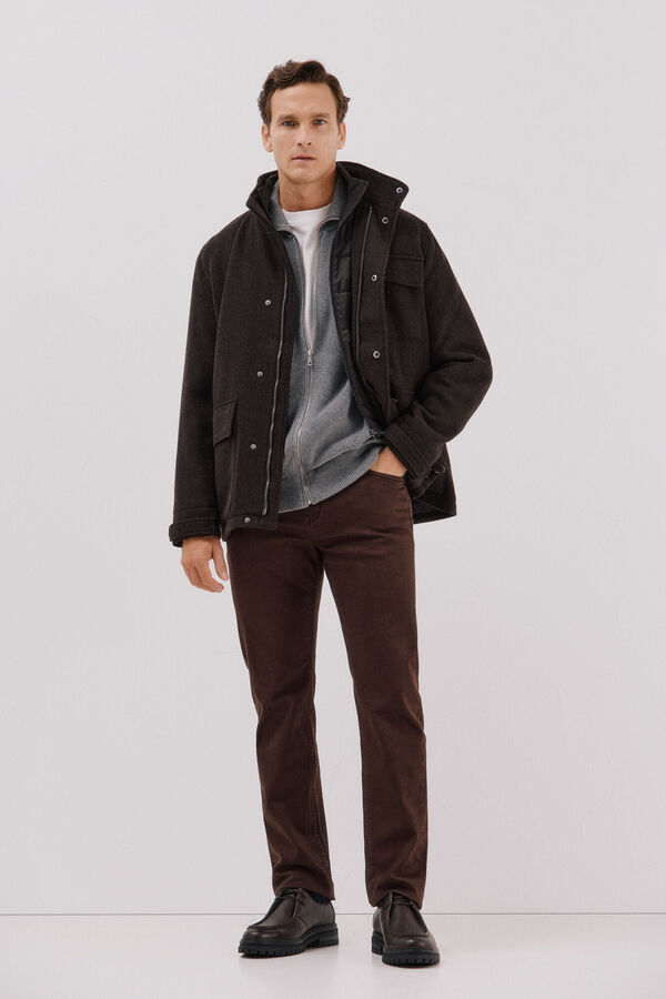 Cortefiel Abrigo vistas desmontables Marr&oacute;n oscuro