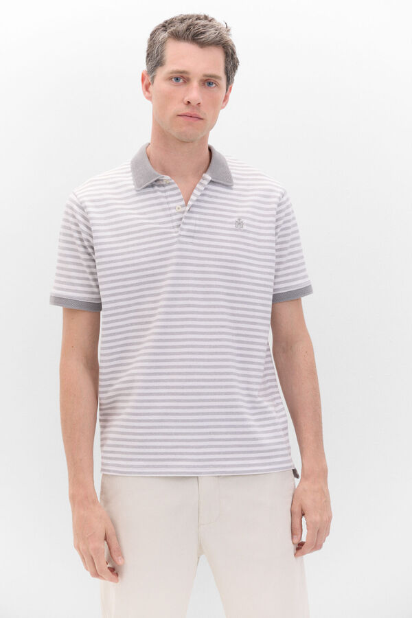 Cortefiel Polo oxford de riscas gola contraste Cinzento