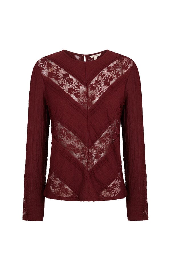 Slowlove Top encaje combinado Vino