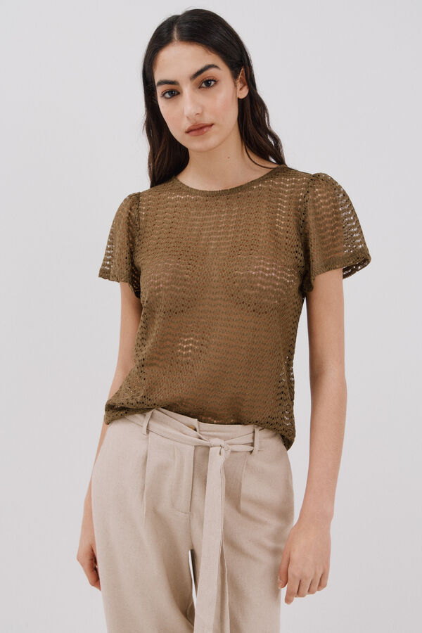 Cortefiel Top estruturado riscas Verde