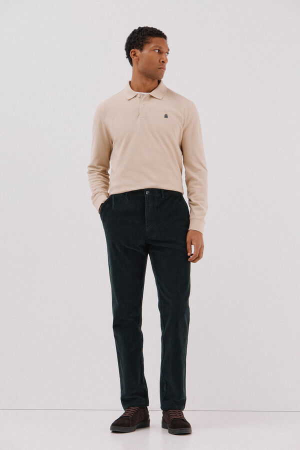 Cortefiel Pantal&oacute;n chino pana Verde oscuro