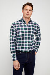 Cortefiel Camisa xadrez oxford algodão orgânico Verde