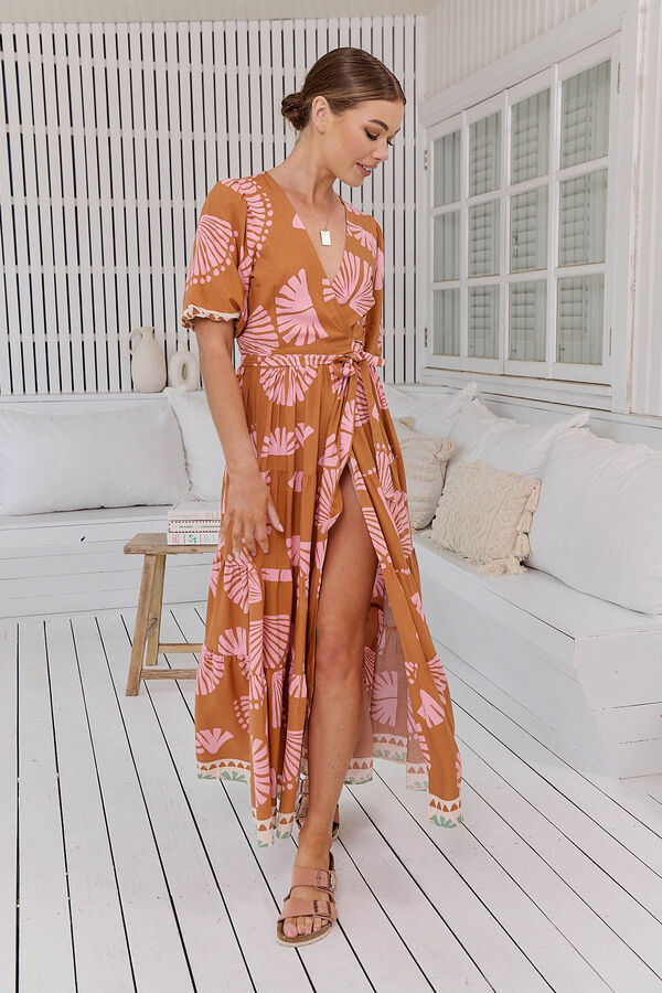 Jaase Vestido largo estampado Maddi Laranja