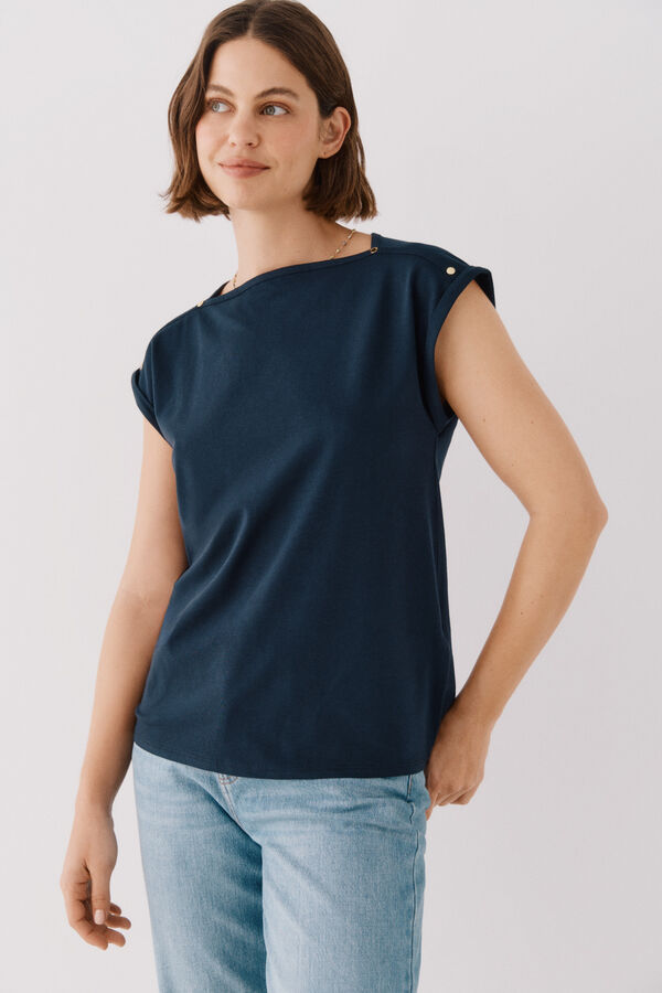 Cortefiel Camiseta b&aacute;sica mangas Azul