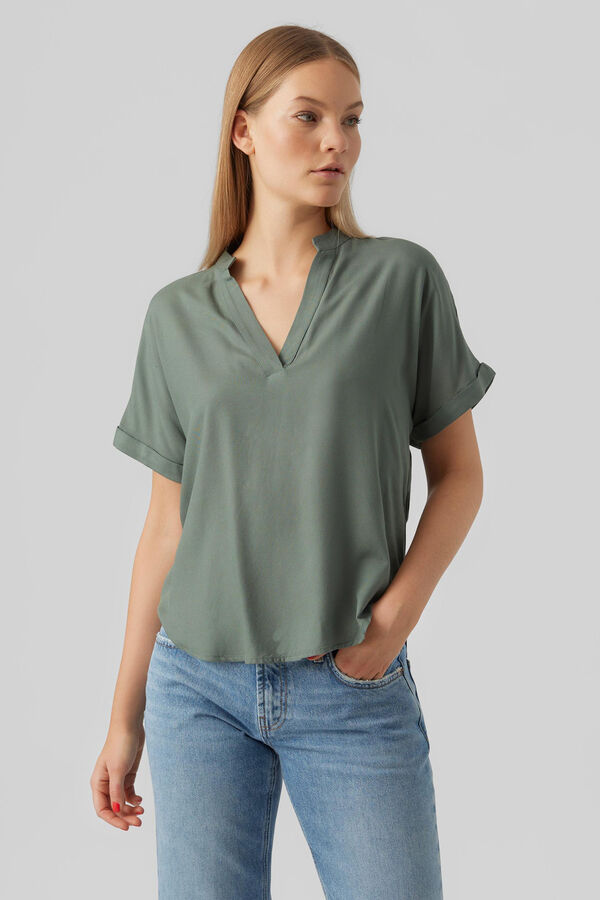 Vero Moda  Top b&aacute;sico de manga curta Verde