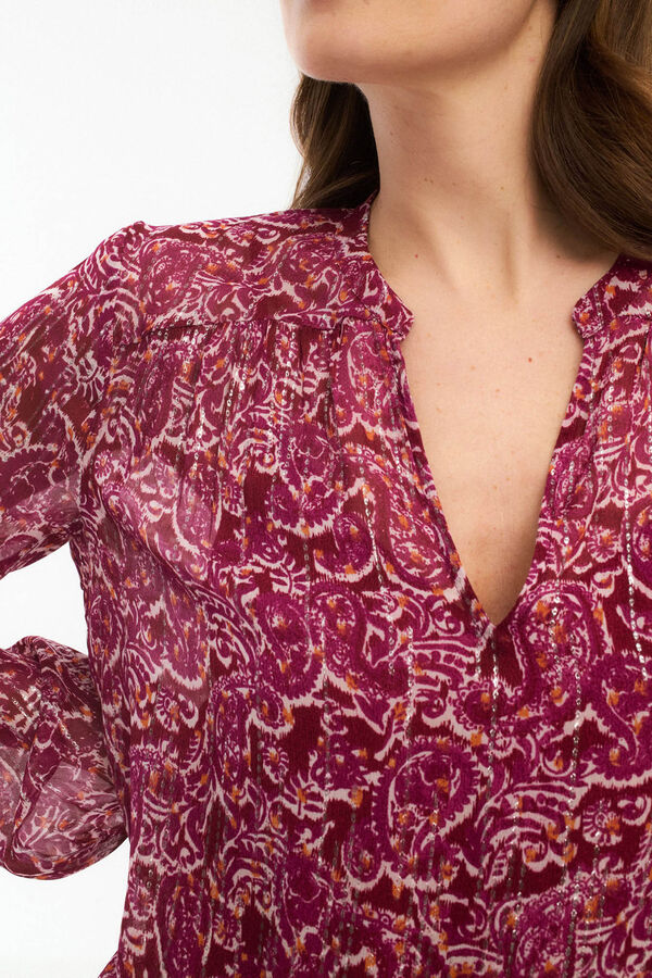 Vila Blusa de manga larga estampada con l&uacute;rex Rosa