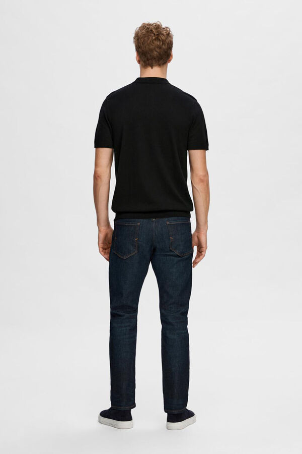 Selected Polo de malha de manga curta Preto