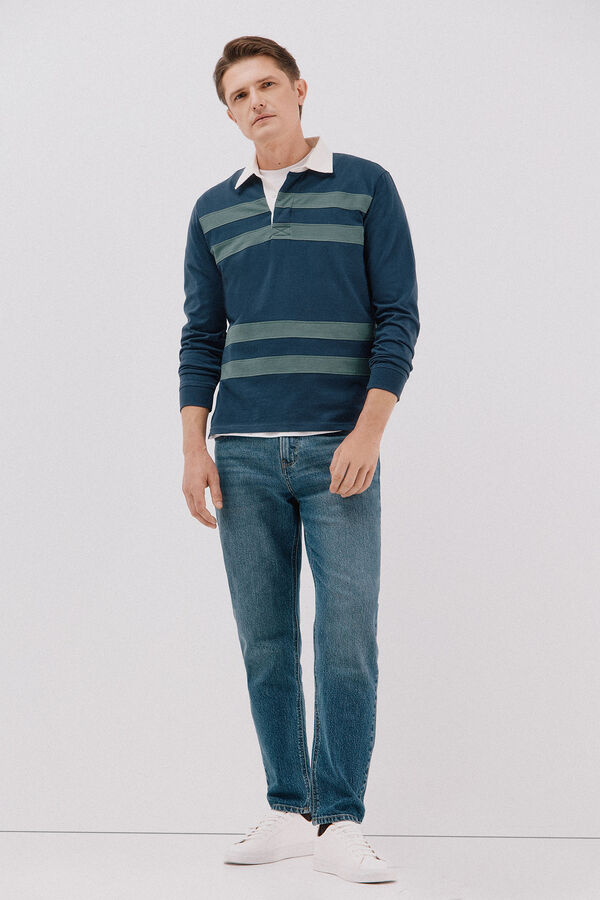 Cortefiel Polo rugby de rayas Azul marino