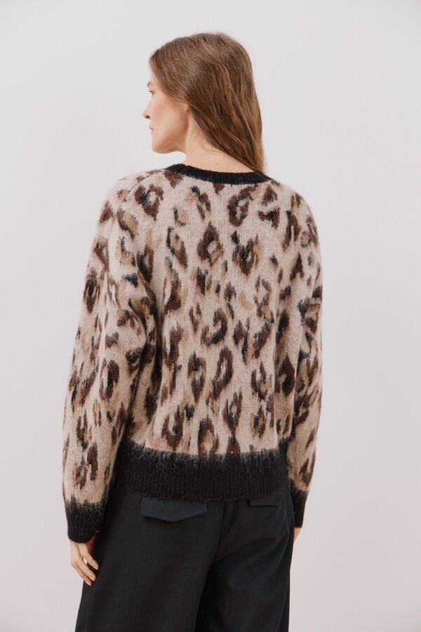 Cortefiel Camisola animal print Castanho