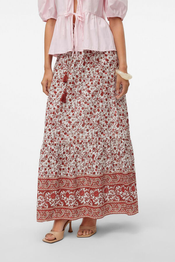 Vero Moda Falda larga de algod&oacute;n Blanco