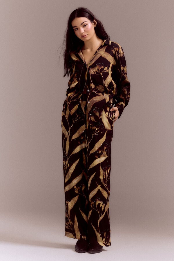 Slowlove Cal&ccedil;as compridas fluidas Impress&atilde;o