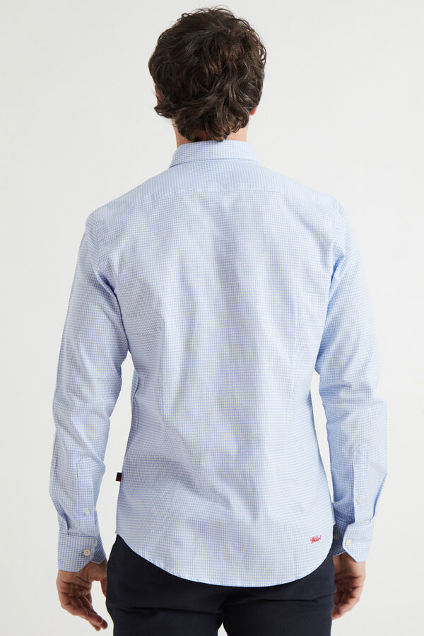 Williot Camisa Micro Vichy Slim Fit Azul