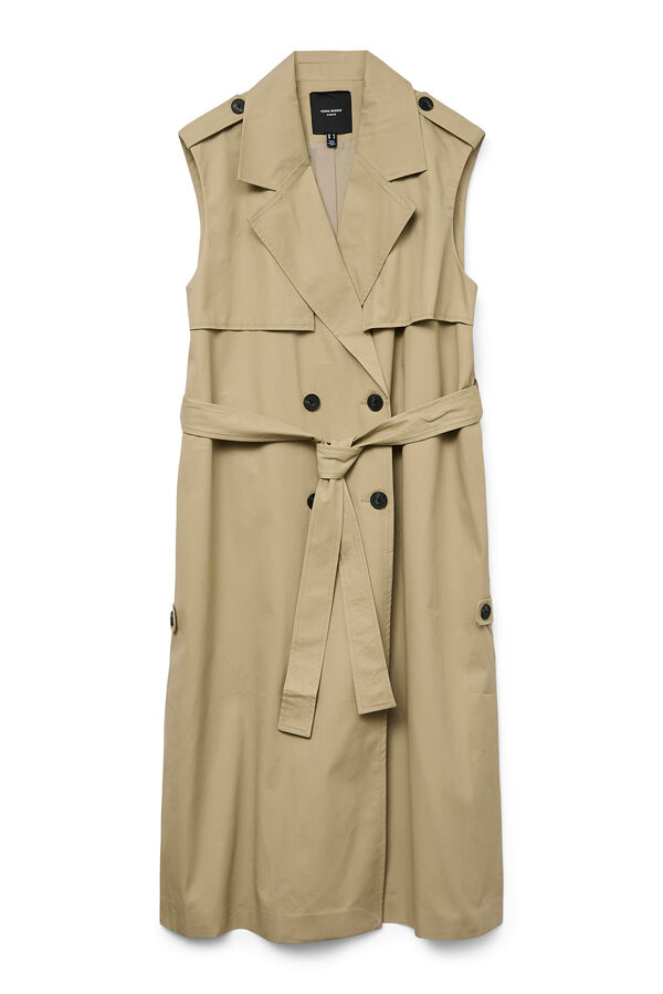 Vero Moda Curve Chaleco largo de doble abotonadura talla grande Gris