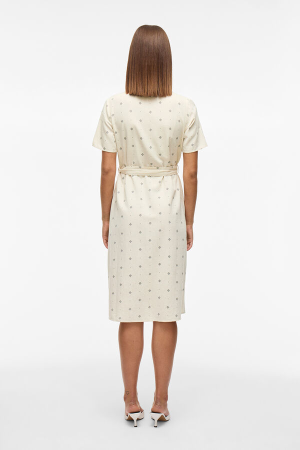 Vila Vestido midi estampado &eacute;tnico Marr&oacute;n