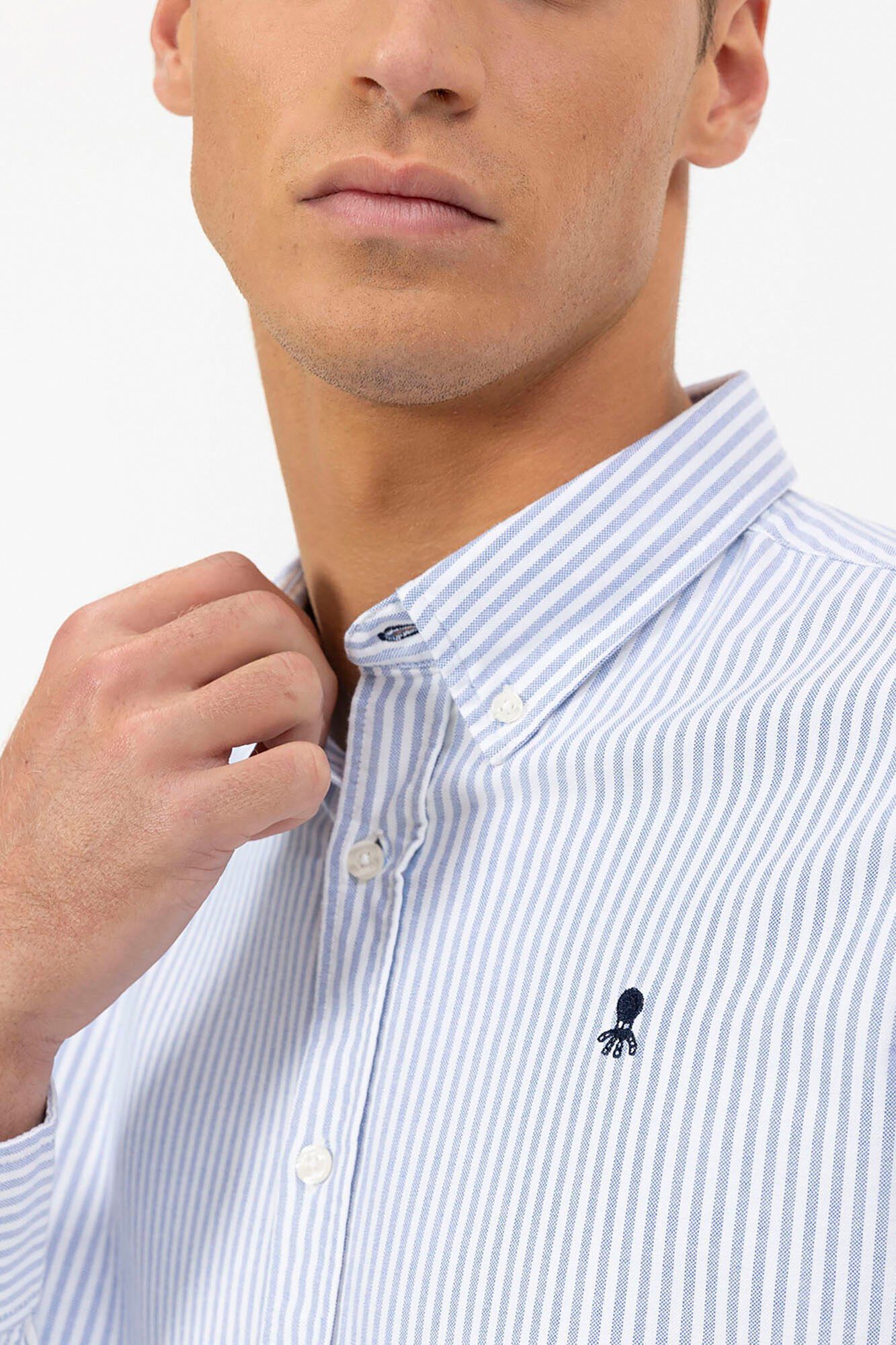 elPulpo Camisa oxford cuello bot&oacute;n rayas