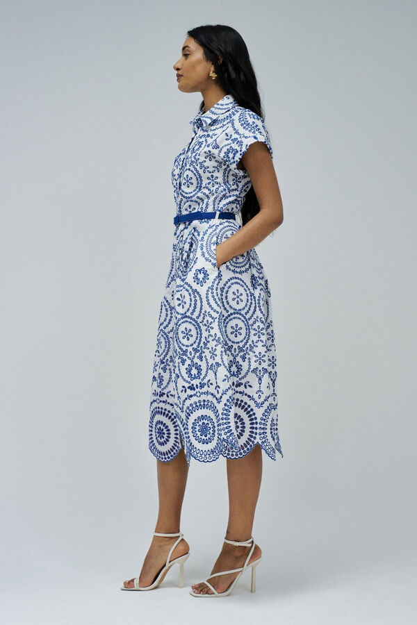 Salsa Jeans Vestido camisero en bordado ingl&eacute;s Blanco