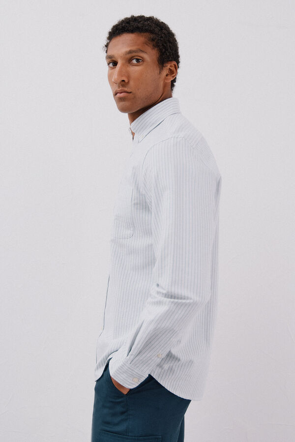 Cortefiel Camisa oxford riscas Verde