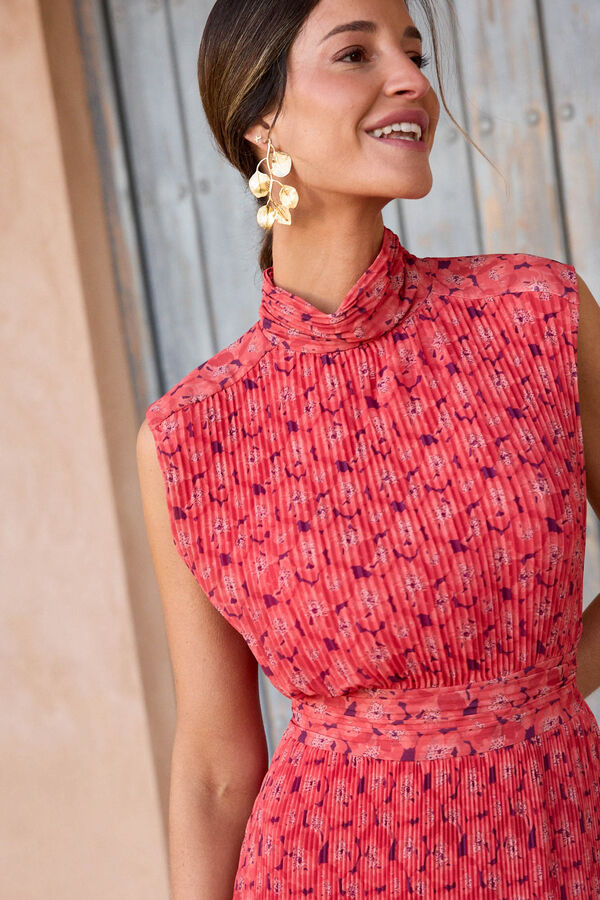 Pol&iacute;n Et Moi Vestido floral Pertina Laranja