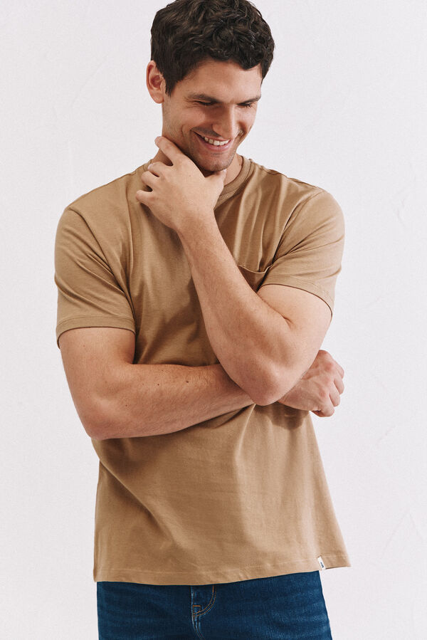 Cortefiel Camisola básica com bolso Tostado