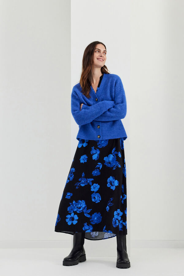 Selected Femme Vestido Midi de manga larga confeccionado con Lenzing ECOVERO Negro