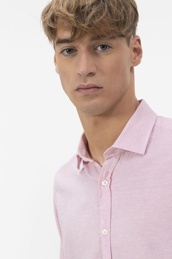 elPulpo Camisa de gola italiana com linho Subiu