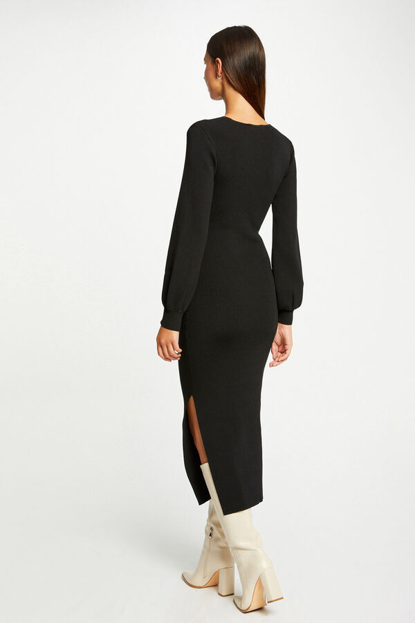 Morgan Vestido de punto largo ajustado Negro