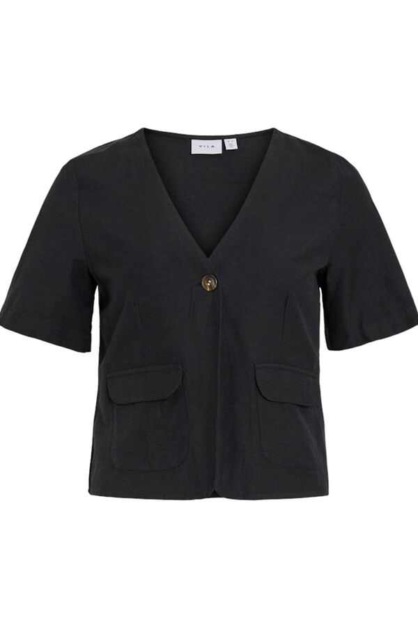 Vila Blusa de manga curta com botões Preto