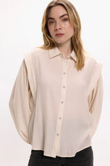 Vila Blusa de viscosa con detalles l&uacute;rex Beige