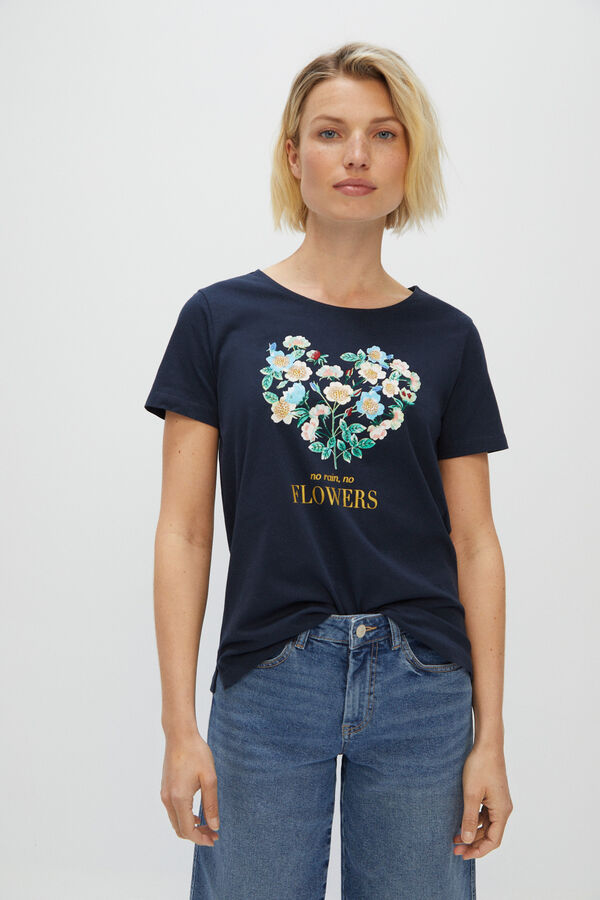 Cortefiel T-shirt estampado floral Azul