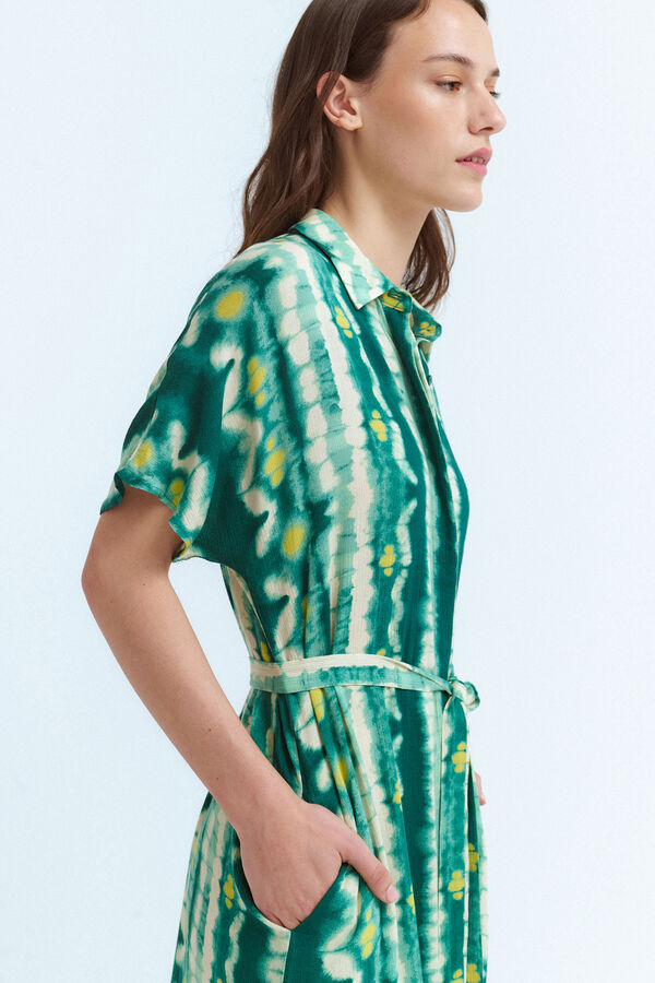 Vila Vestido camisa midi de viscose   Verde