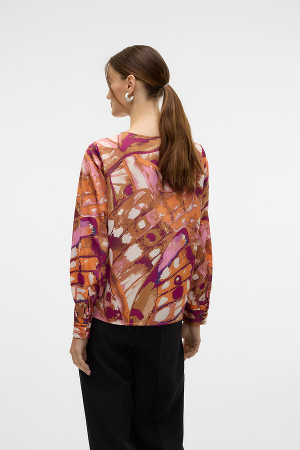 Vero Moda Camisa fluida de manga larga Castanho