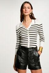 Morgan Jersey manga 3/4 y rayas Estampado blanco