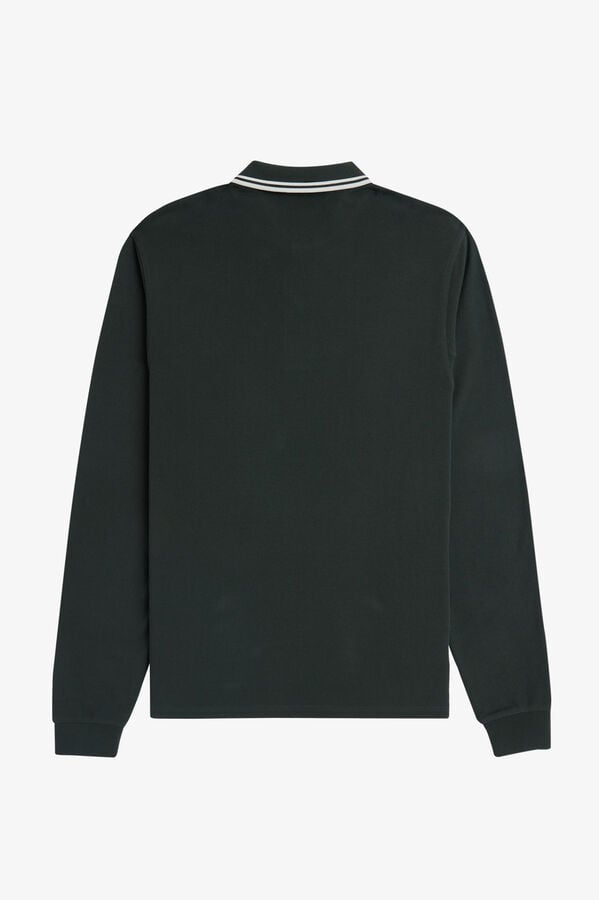 Fred Perry Polo piqu&eacute; de manga comprida masculina Verde