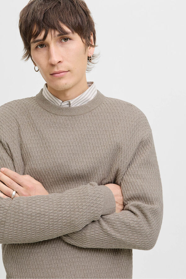 Jack & Jones Camisola b&aacute;sica com gola redonda Cinzento