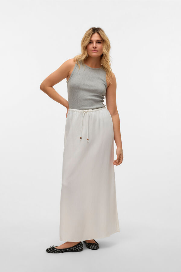 Vero Moda Falda larga fluida de lino Blanco