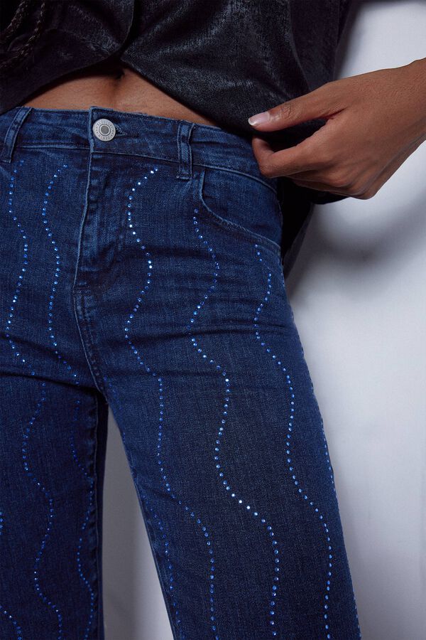 Cortefiel Jeans ondas strass Azul