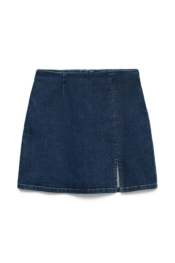 Vero Moda Saia curta jeans com fenda Azul