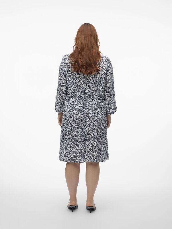 Vero Moda Curve Vestido corto manga 3/4 talla grande Azul marino