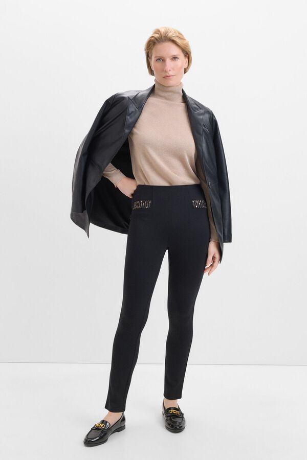 Cortefiel Legging de ponto rombo com detalhe fantasia Preto