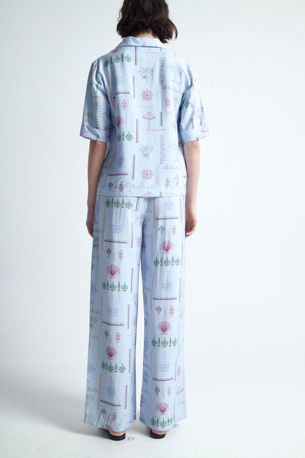 Object Calças fluidas com estampado Azul