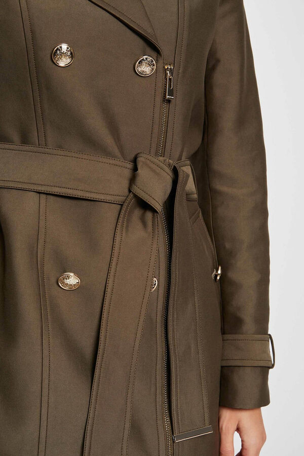 Morgan Gabardina larga con cremallera Kaki