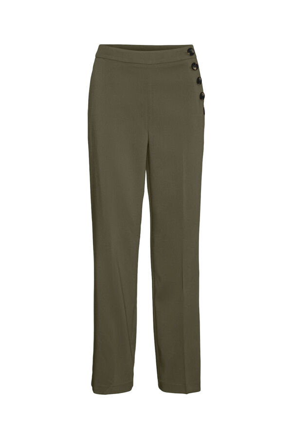 Vero Moda Pantalón recto con detalle de botones Verde oscuro