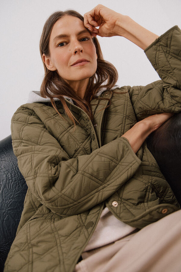 Cortefiel Anorak corto capucha sudadera Kaki