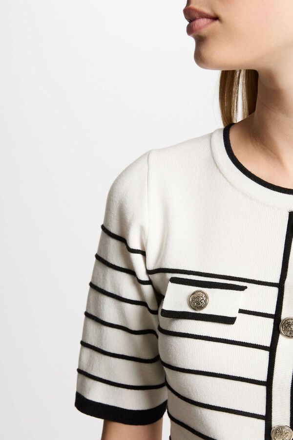 Morgan Vestido curto de malha com riscas Branco