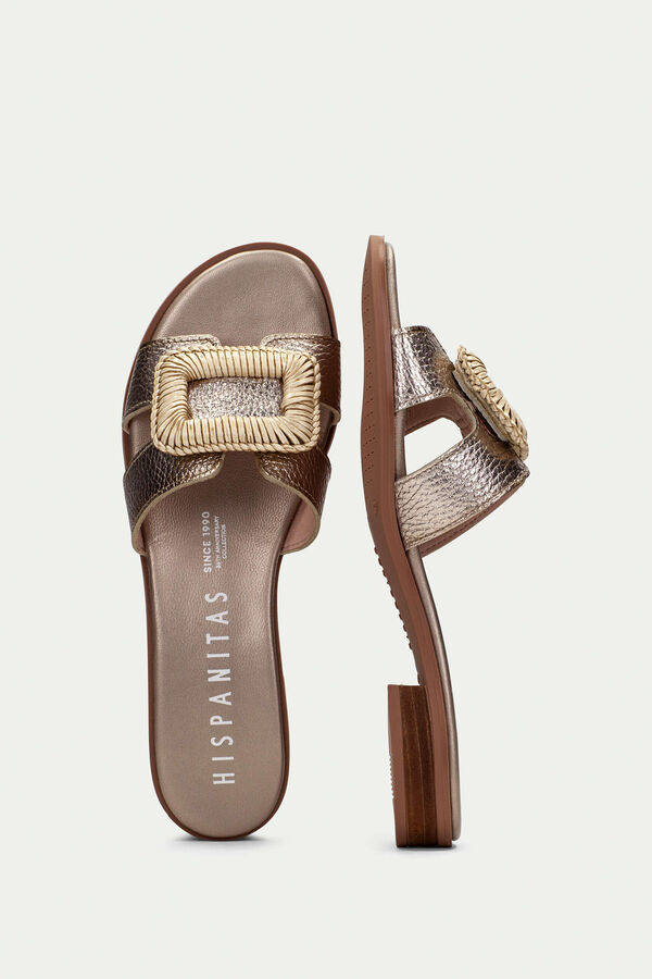 Hispanitas Sandalia plana Yakarta adorno artesanal Amarillo