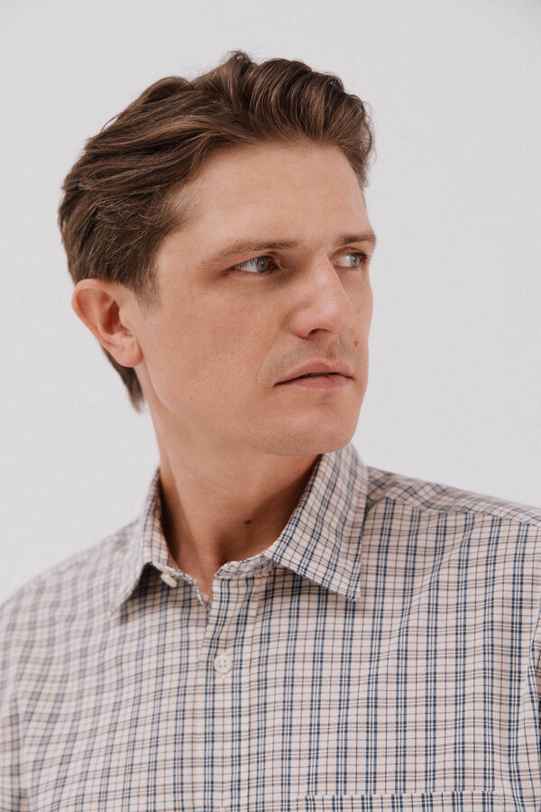 Cortefiel Camisa xadrez popelina Azul